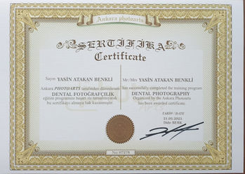 DENTAL FOTOĞRAFÇILIK KATILIM SERTİFİKASI