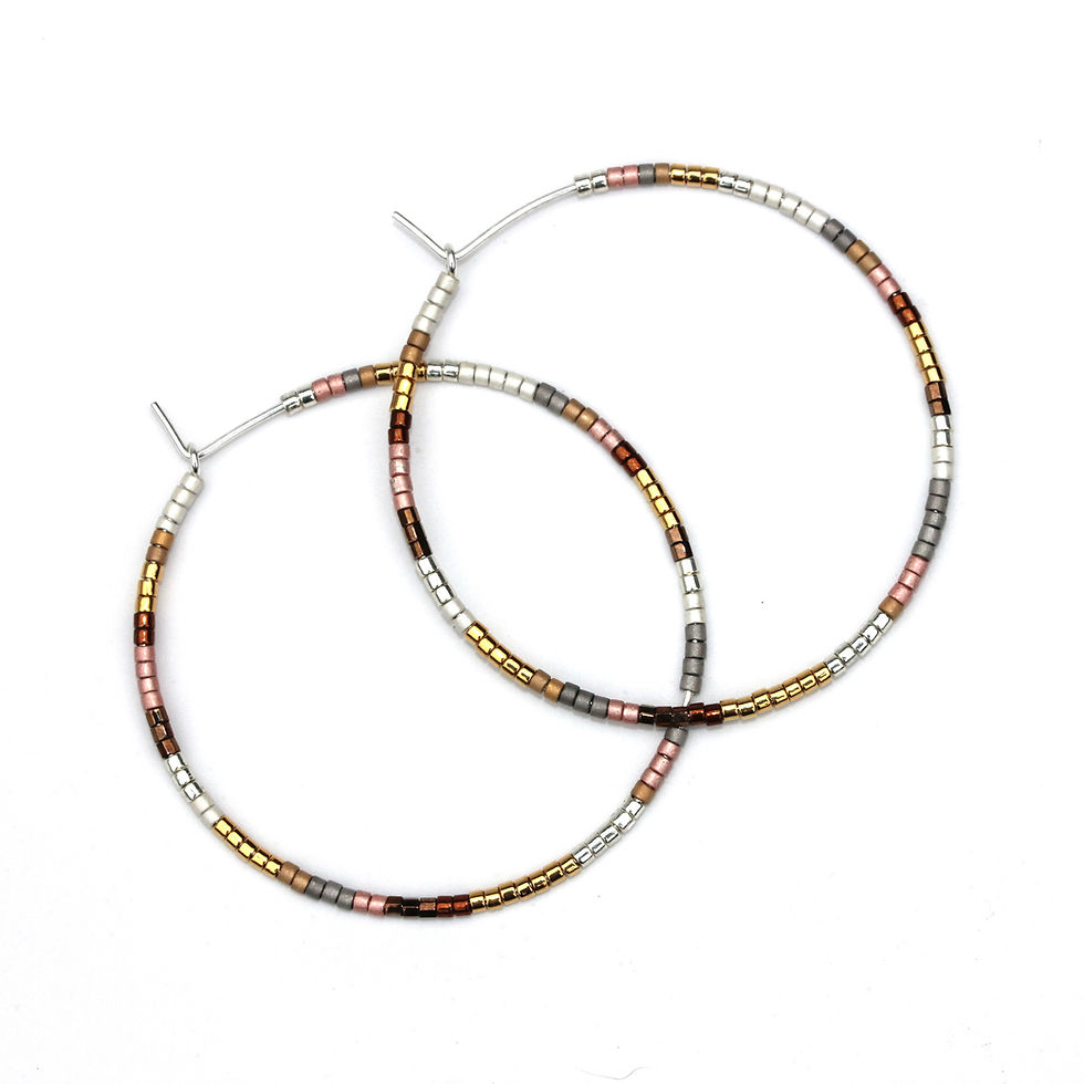 Thumbnail: Oro beaded hoop earrings