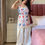Thumbnail: Off-White Shell Print Linen Halter Neck Kurti