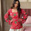 Thumbnail: Red Muslin Cotton Flared Sleeves Shell Kurti (with lining)