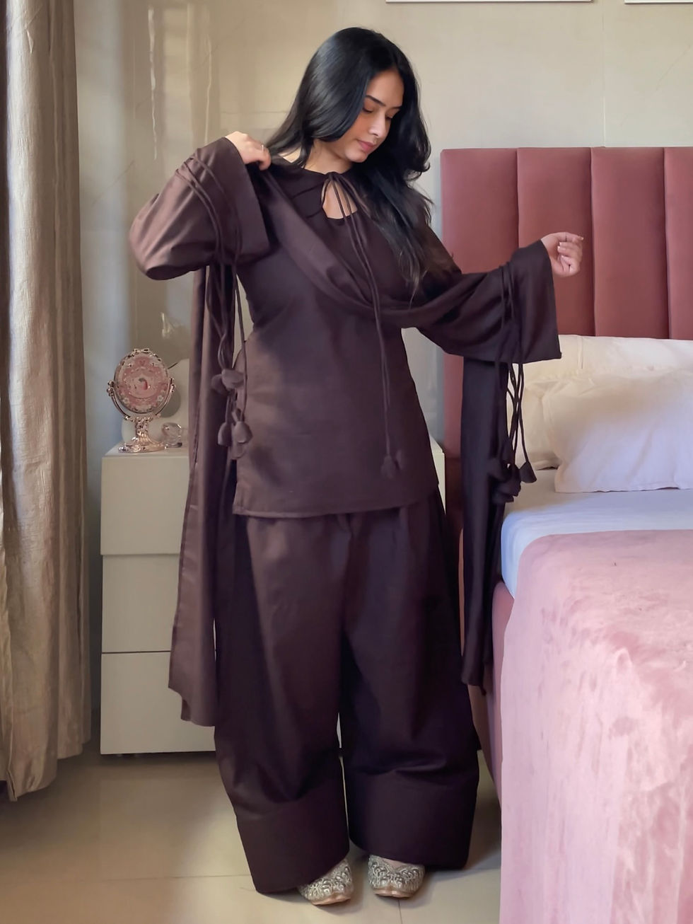 Thumbnail: Pankhuri Mocha Farshi Suit Set (Fast Shipping)