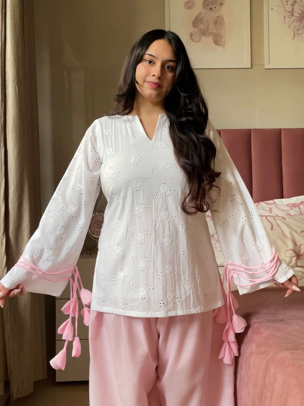 Thumbnail: Bloom Schiffli Pankhuri Kurti (Fast Shipping)