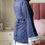 Thumbnail: Navy Blue Linen Flared Sleeves Lace Kurti 