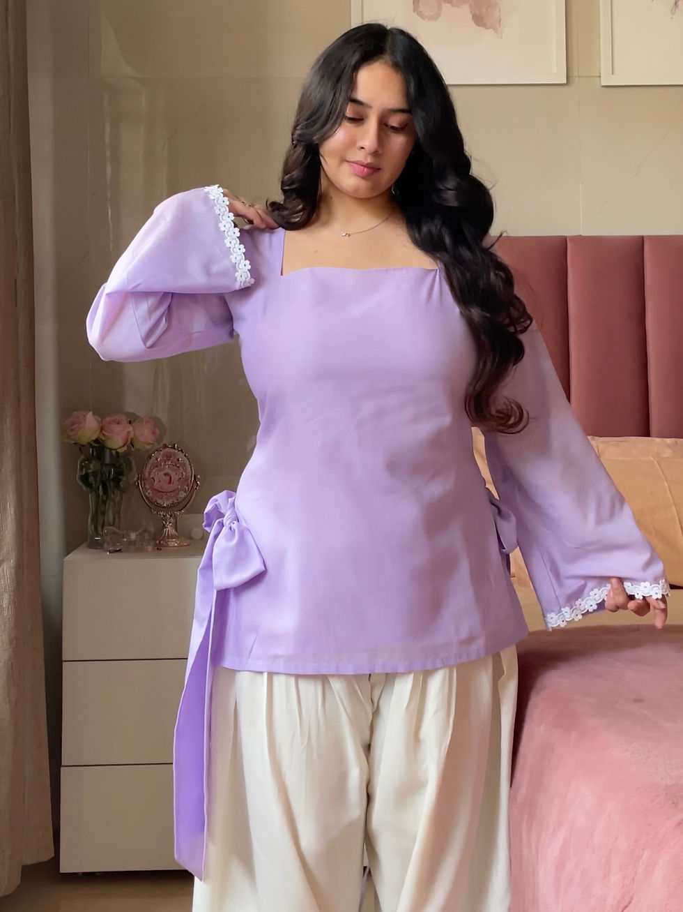 Thumbnail: Lilac Bow Cotton Kurti