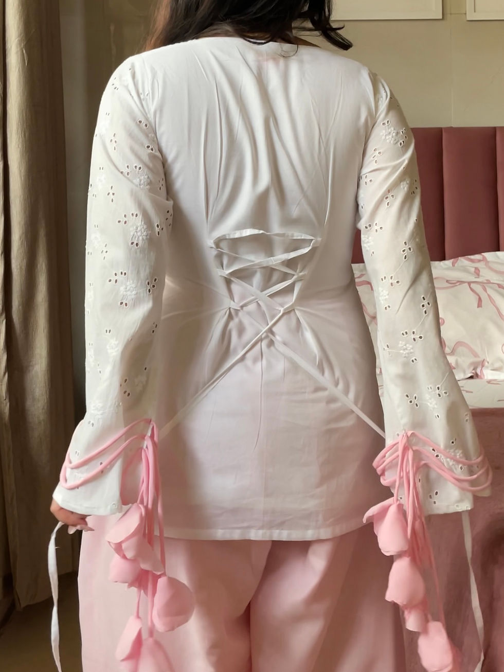 Thumbnail: Bloom Schiffli Pankhuri Kurti (Fast Shipping)