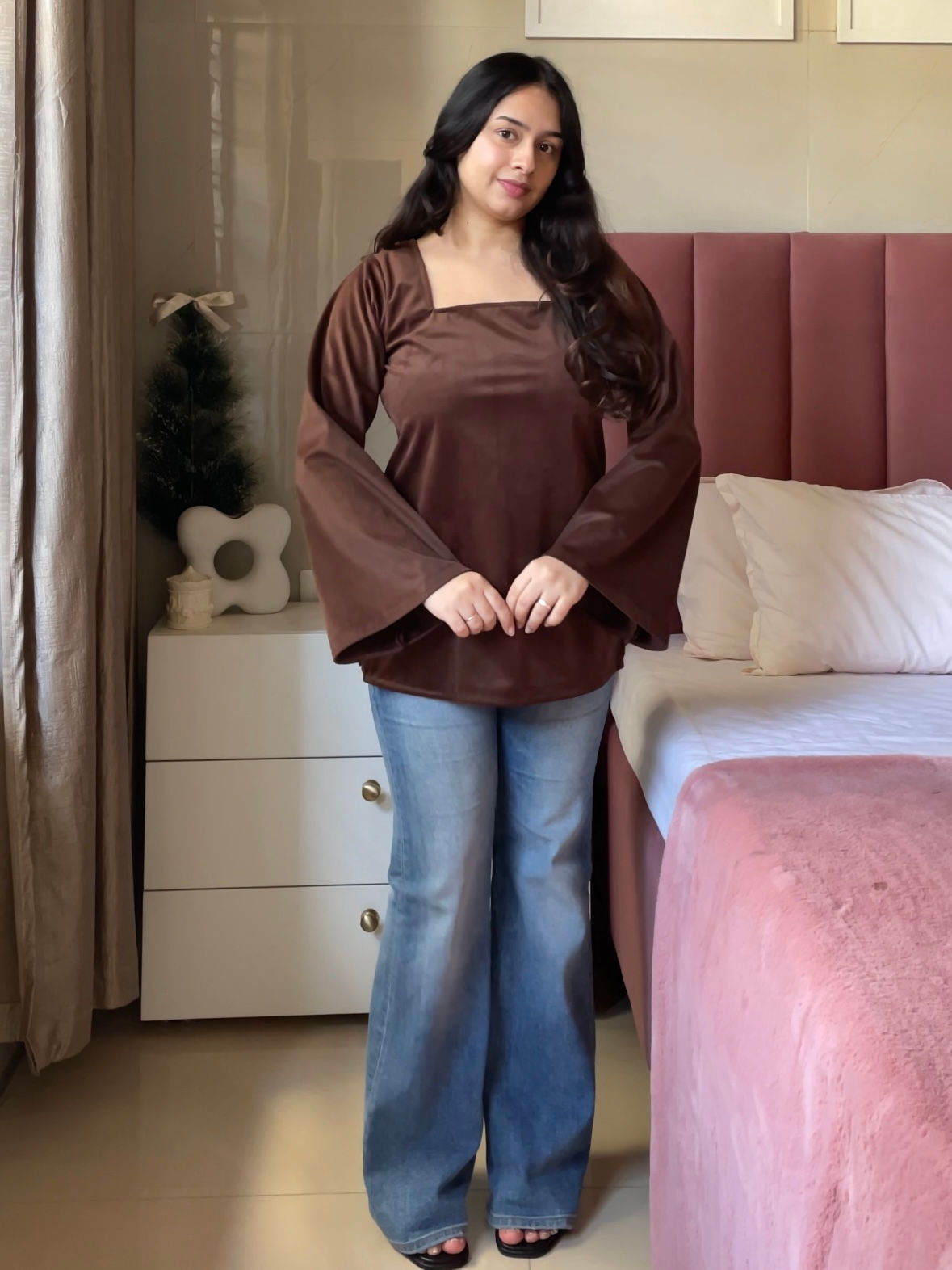 Mocha brown Velvet Suede Kurti