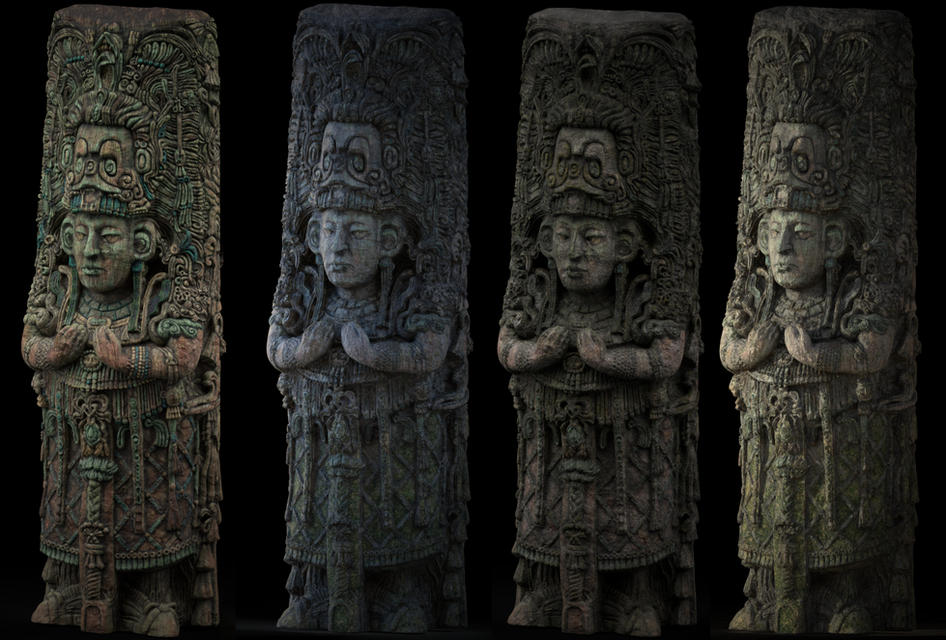 High-detail 3D Stelae model textured in Substance Painter and integrated into a Unreal Engine 5 video game scene.