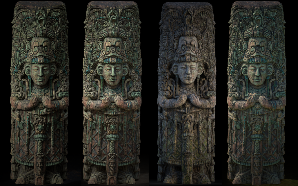 High-detail 3D Stelae model textured in Substance Painter and integrated into a Unreal Engine 5 video game scene.