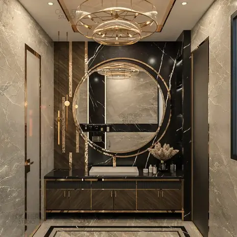 Luxurious light themed bathroom design featuring a light colour palette and italian marble