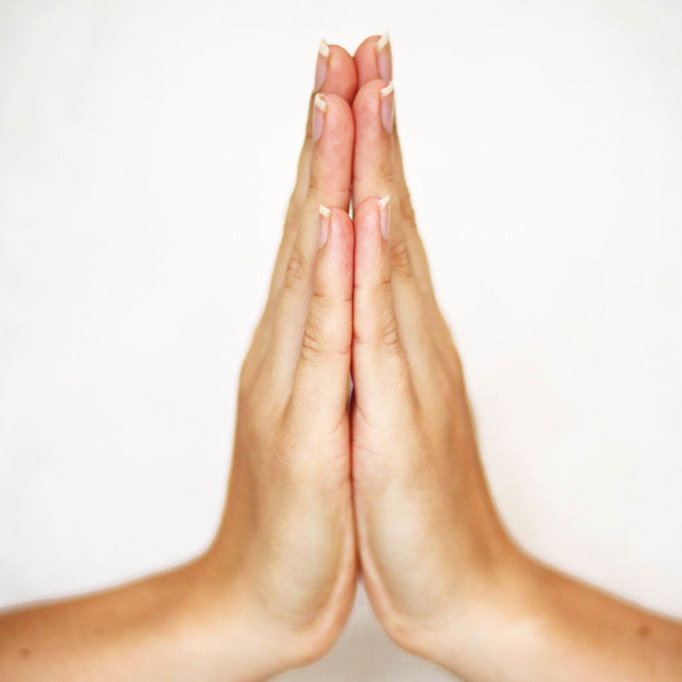 Deux mains en Anjali mudra, qui est un mudra des mains en yoga.