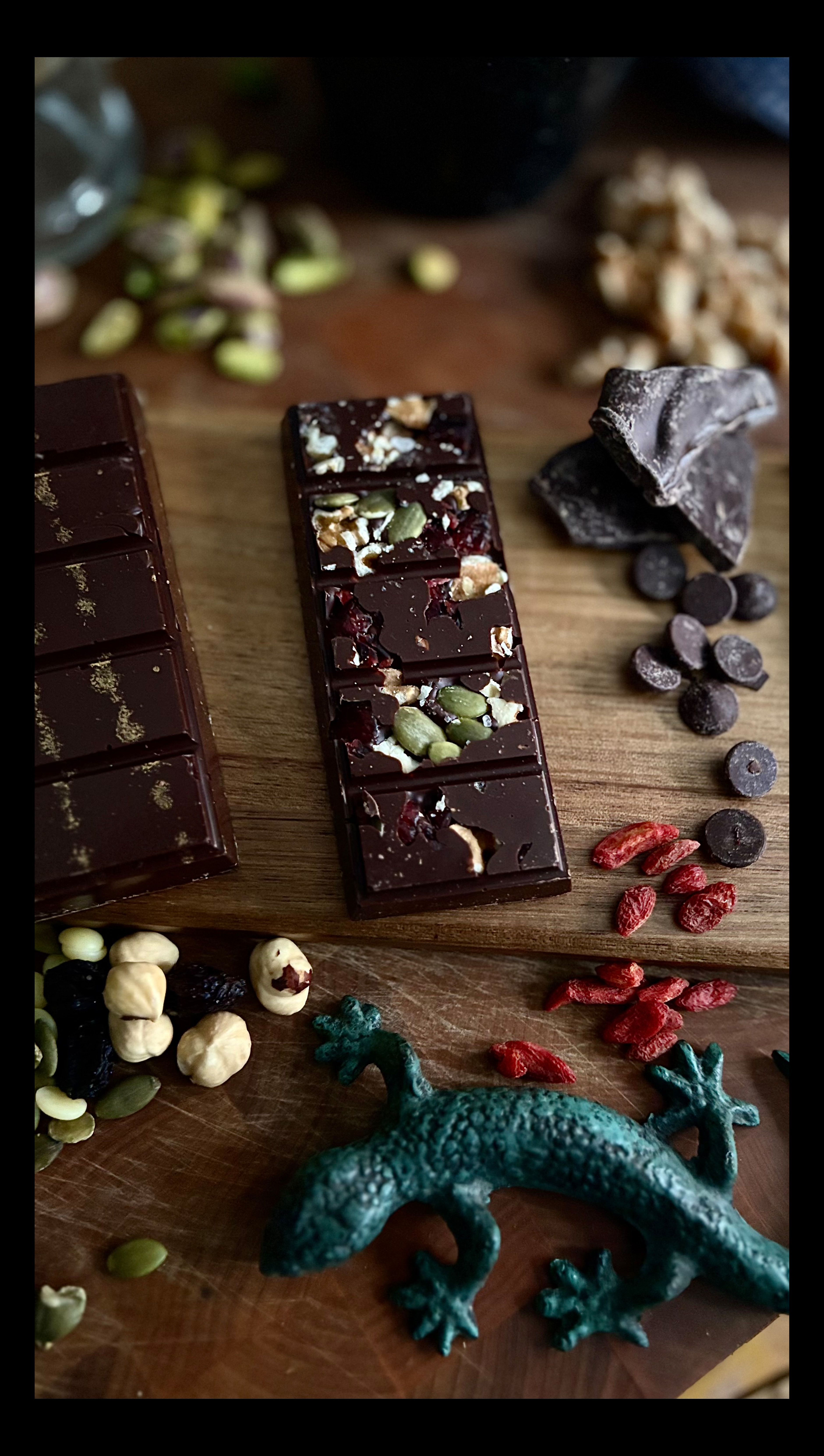 dark chocolate walnut and cranberry bar