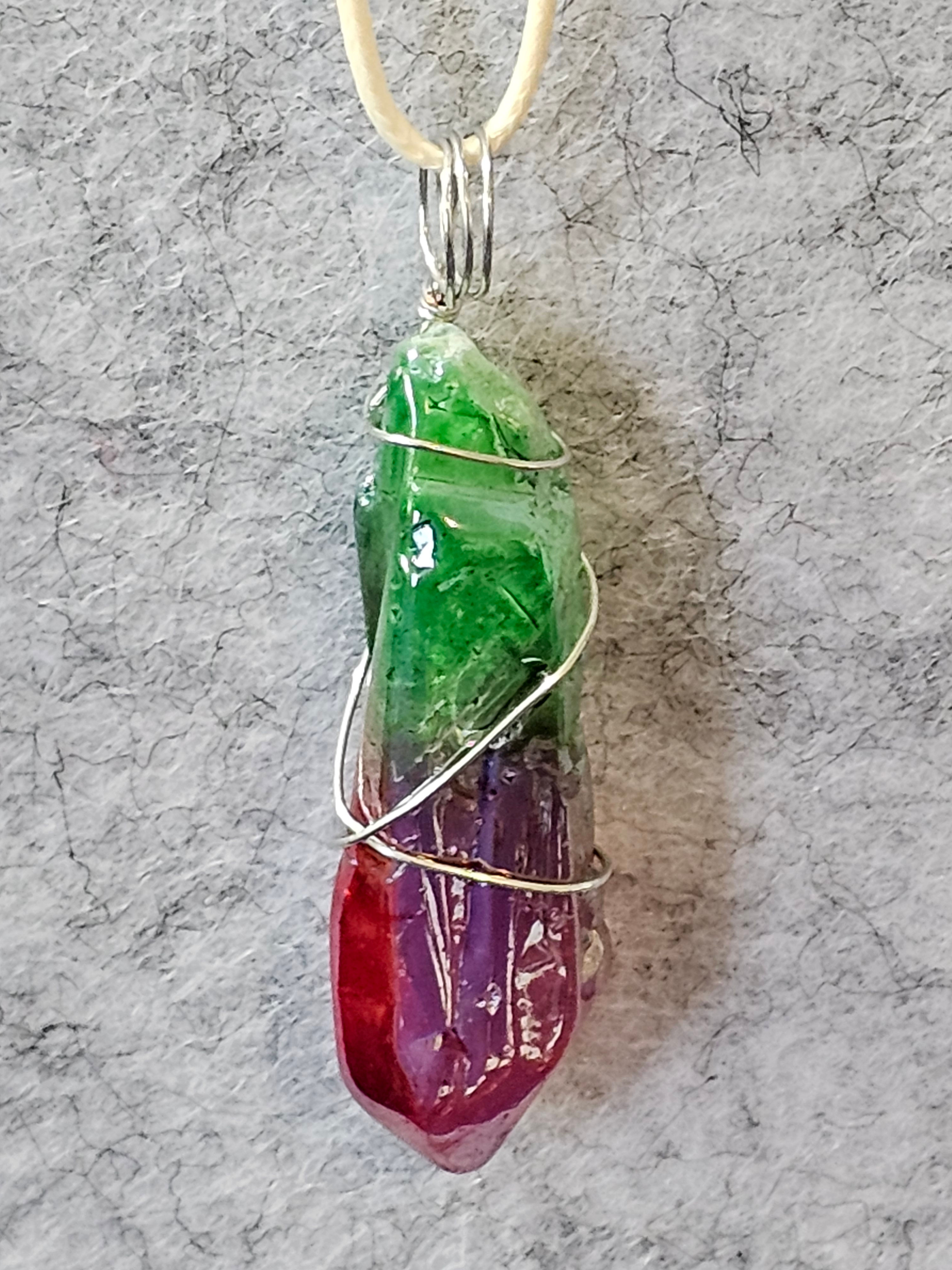 Item#1443 Aura Flashed Quartz Pendant