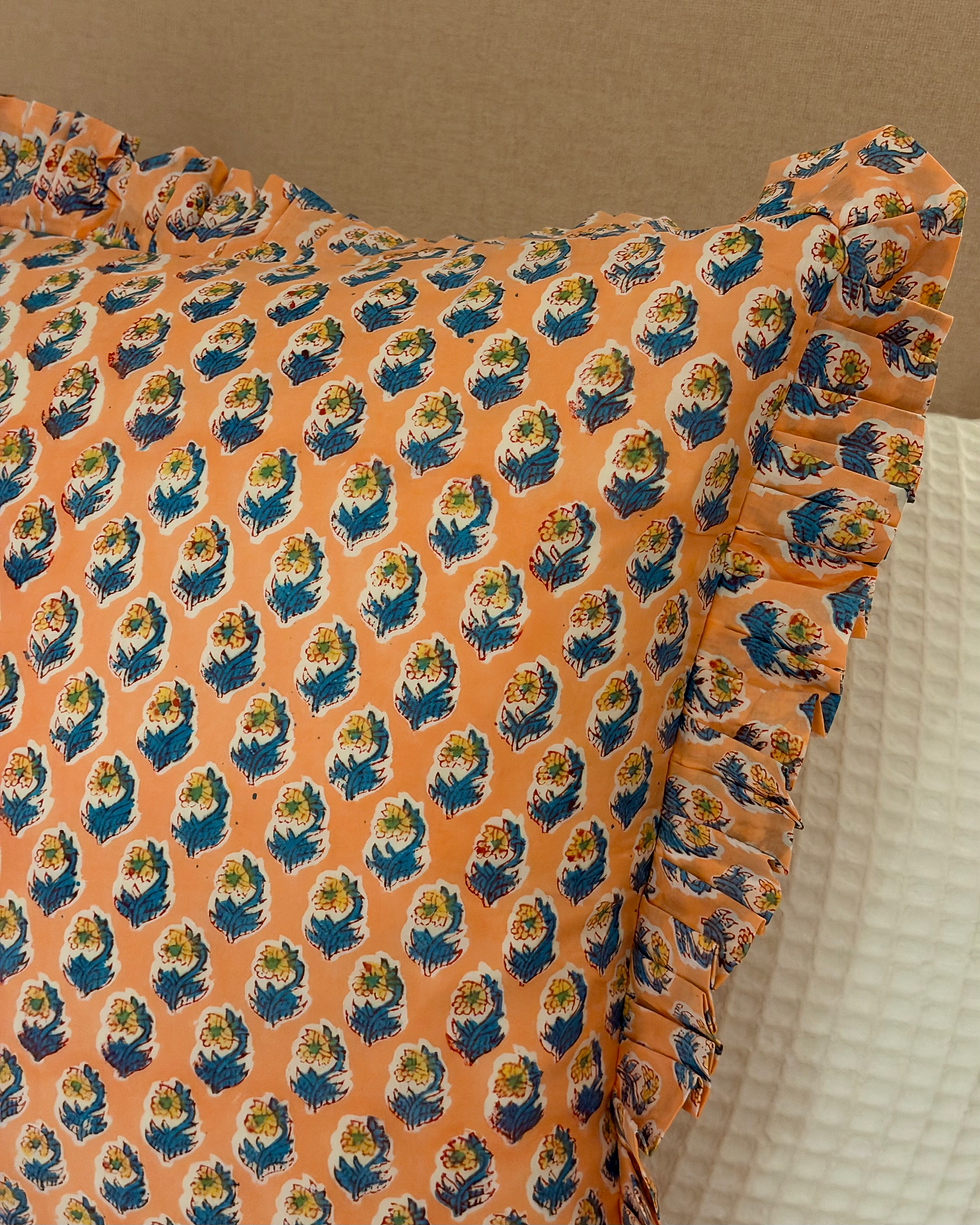 Cushion Cover - Orange Frilly