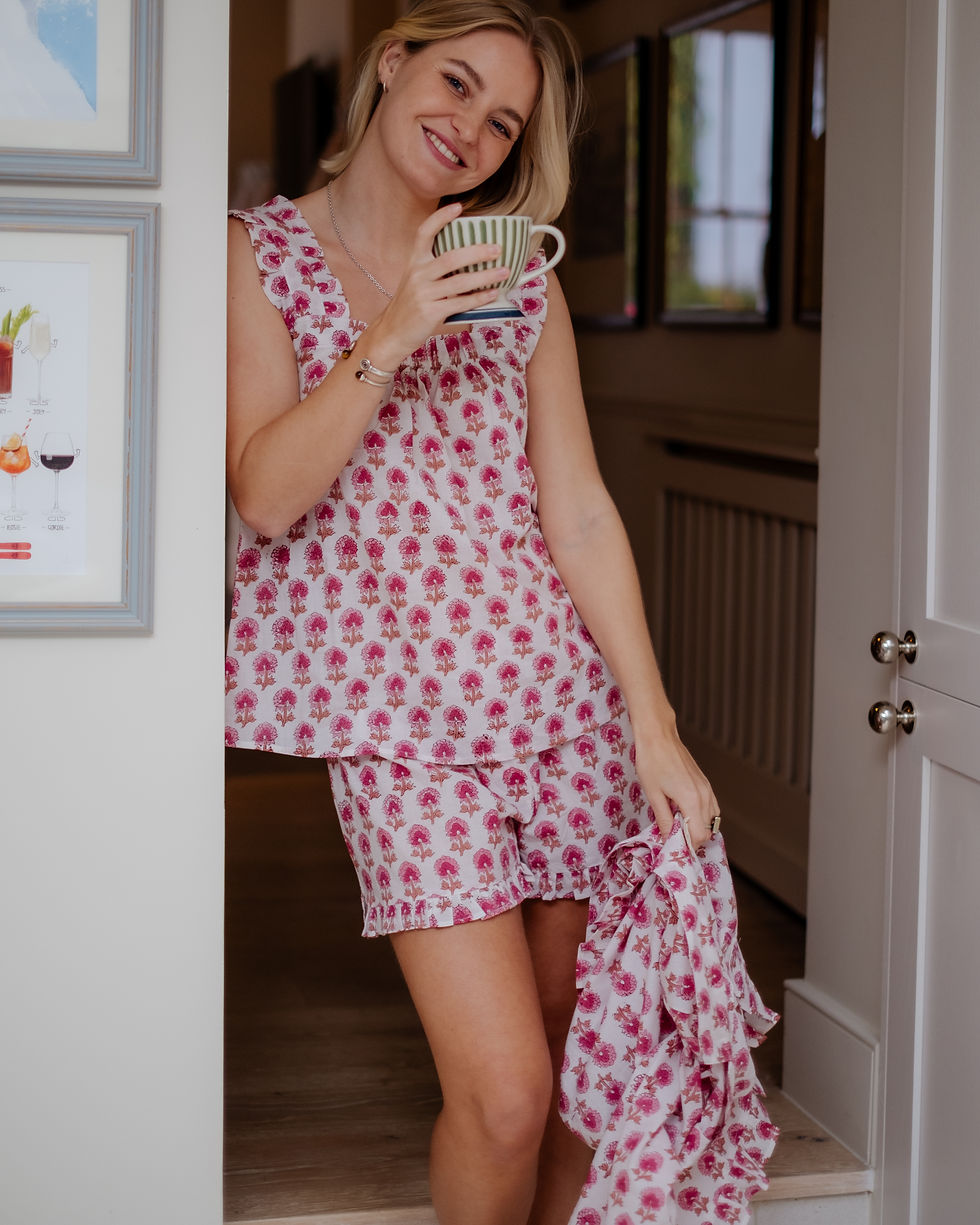 Thumbnail: The Bella Pyjama Sleeveless Top - Pink
