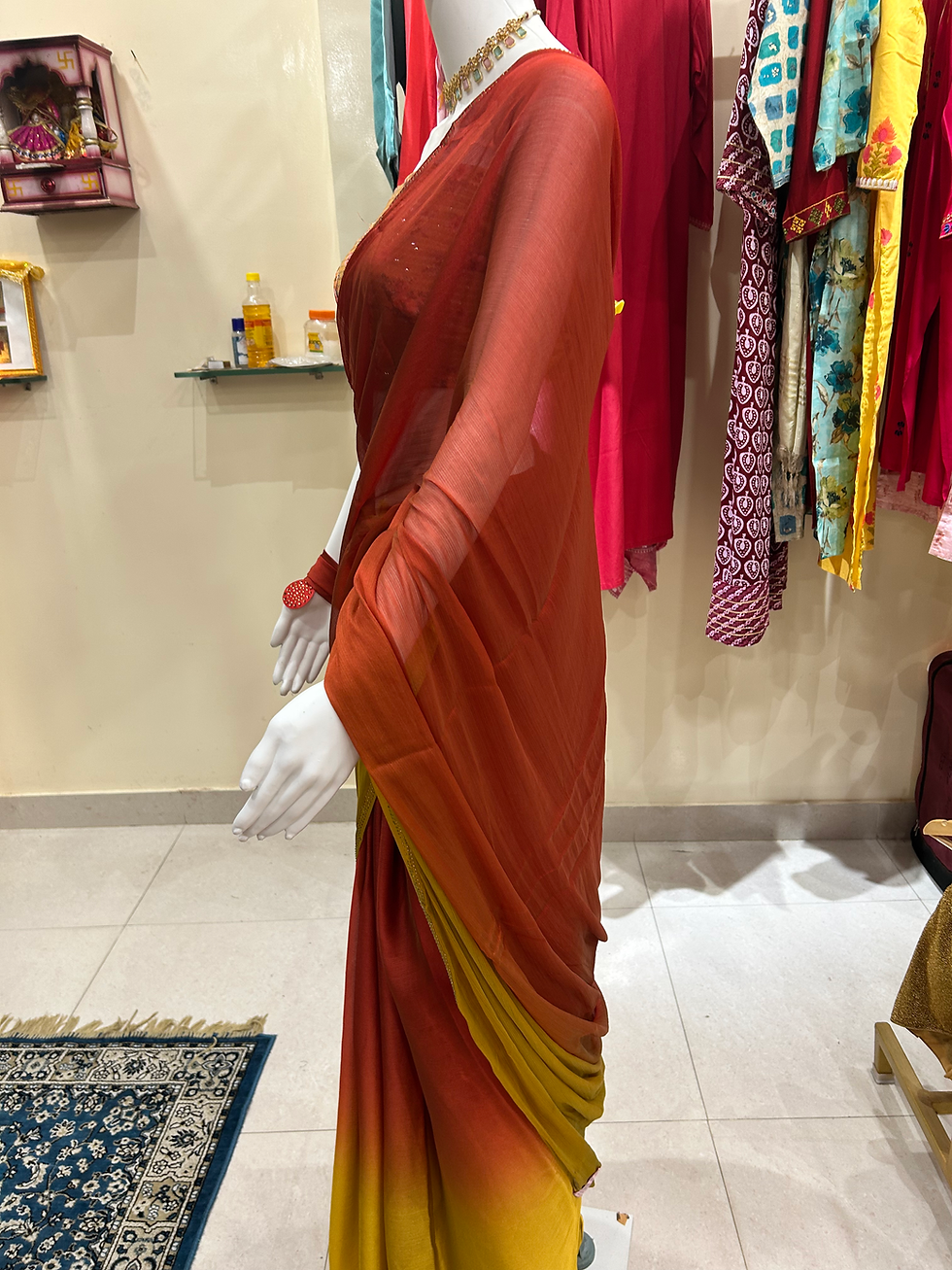 Thumbnail: Mulberry Chifan multicolour saree