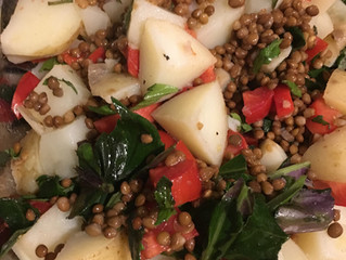 Warm potato and lentil salad