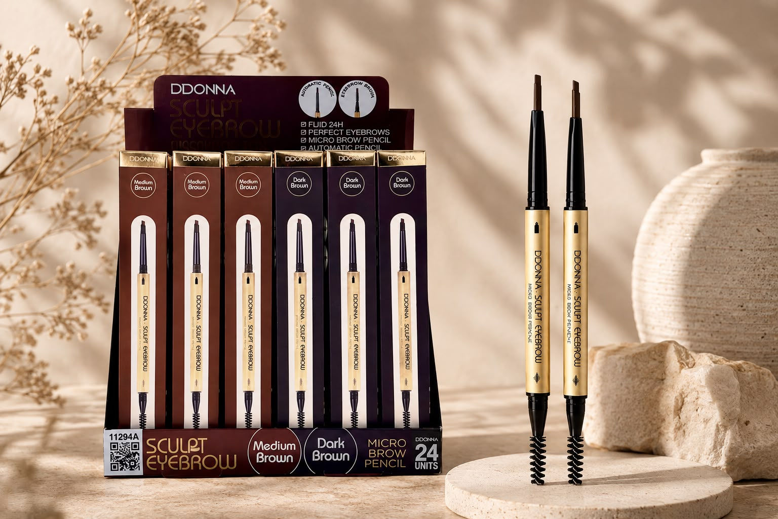 Lápis de Sobrancelhas Automático + Escova | D’Donna Sculpt Eyebrow