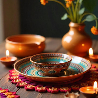 Dinner set Photo shoot. serveware photographed by The Pen Tool Design photography agency in Delhi for Diwali 2024. Diwali themed Photography Services. 