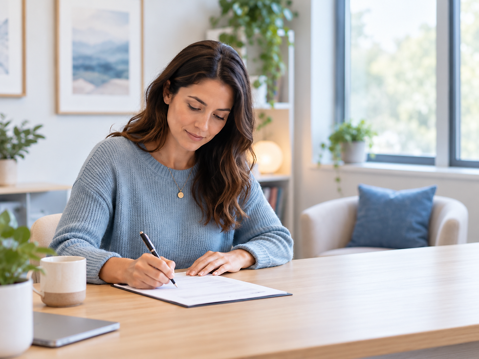 woman filling out paperwork for ADHD testing