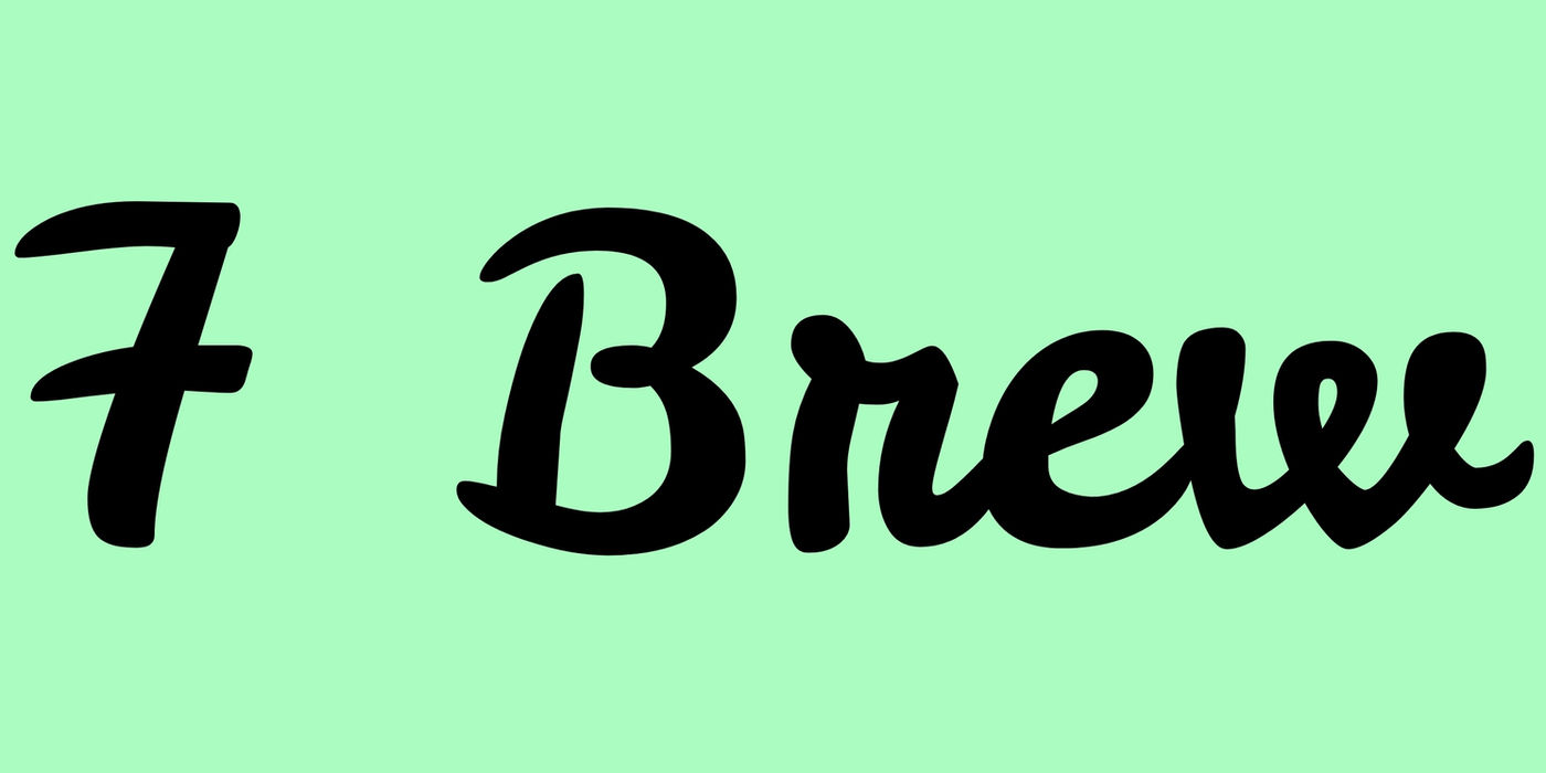 7 Brew logo on a light green background