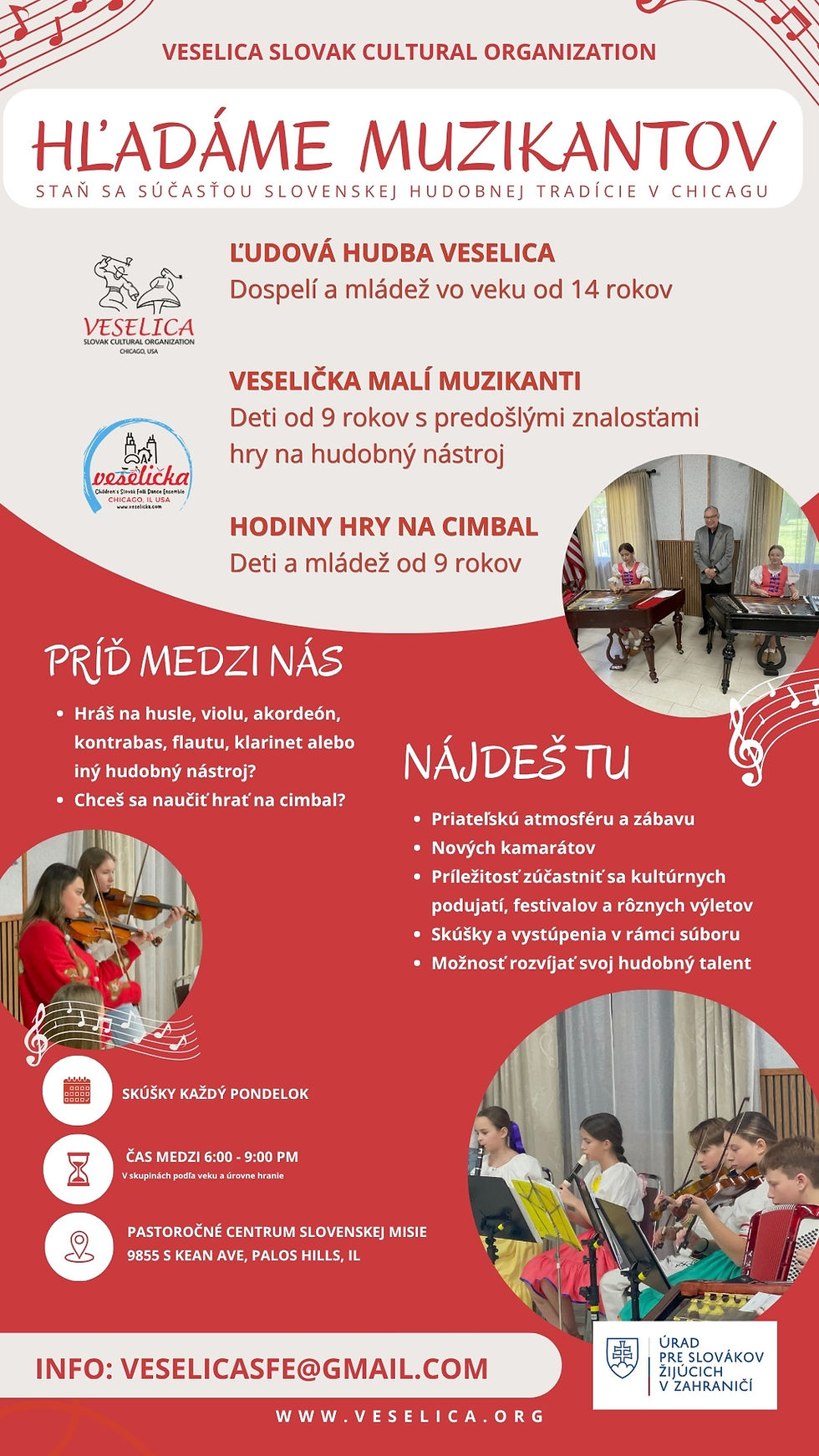 Otvorený nábor do FS Veselica v Chicagu 2026/27 – tanec, hudba, spev.