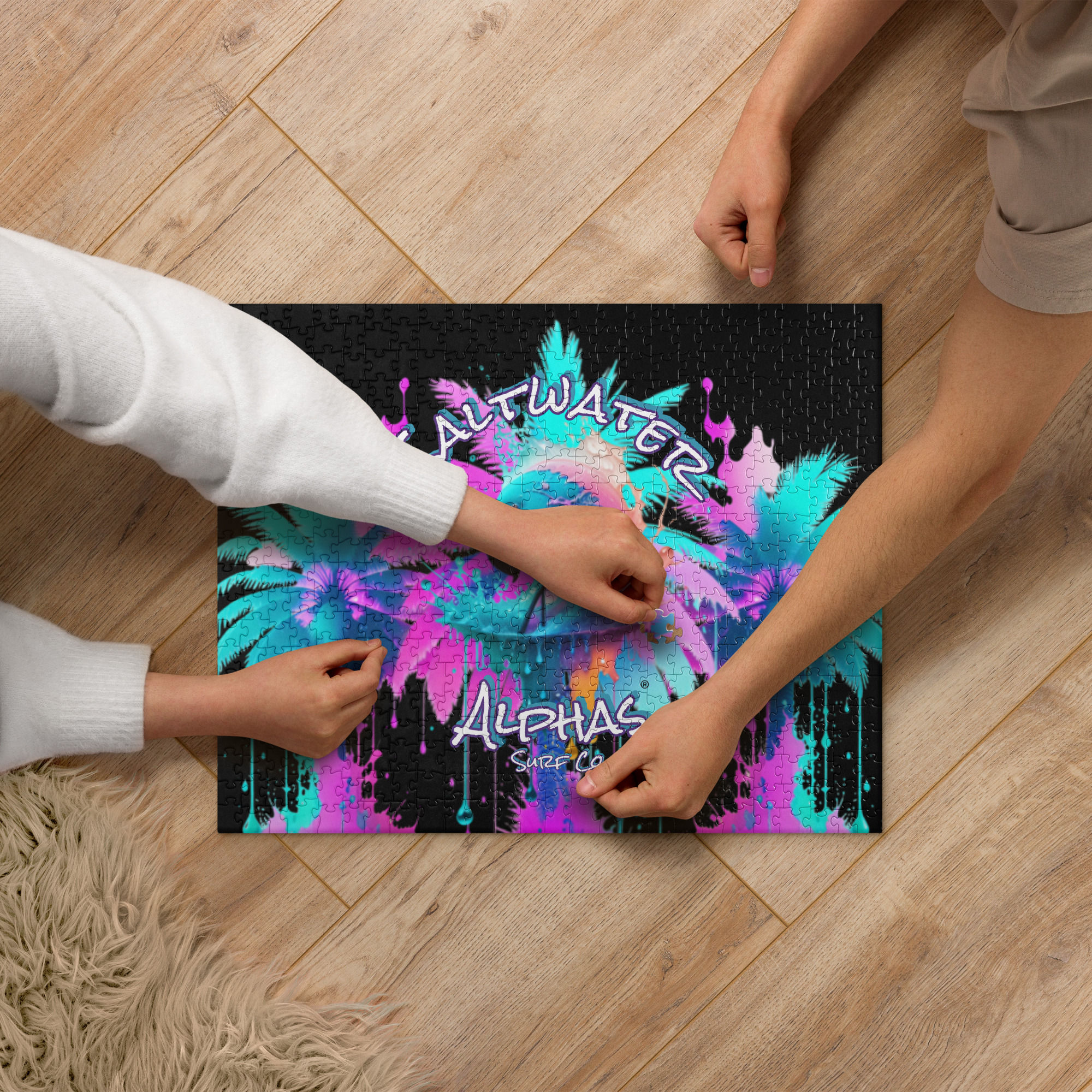 Saltwater Alphas Blue Flamingo Jigsaw Puzzle