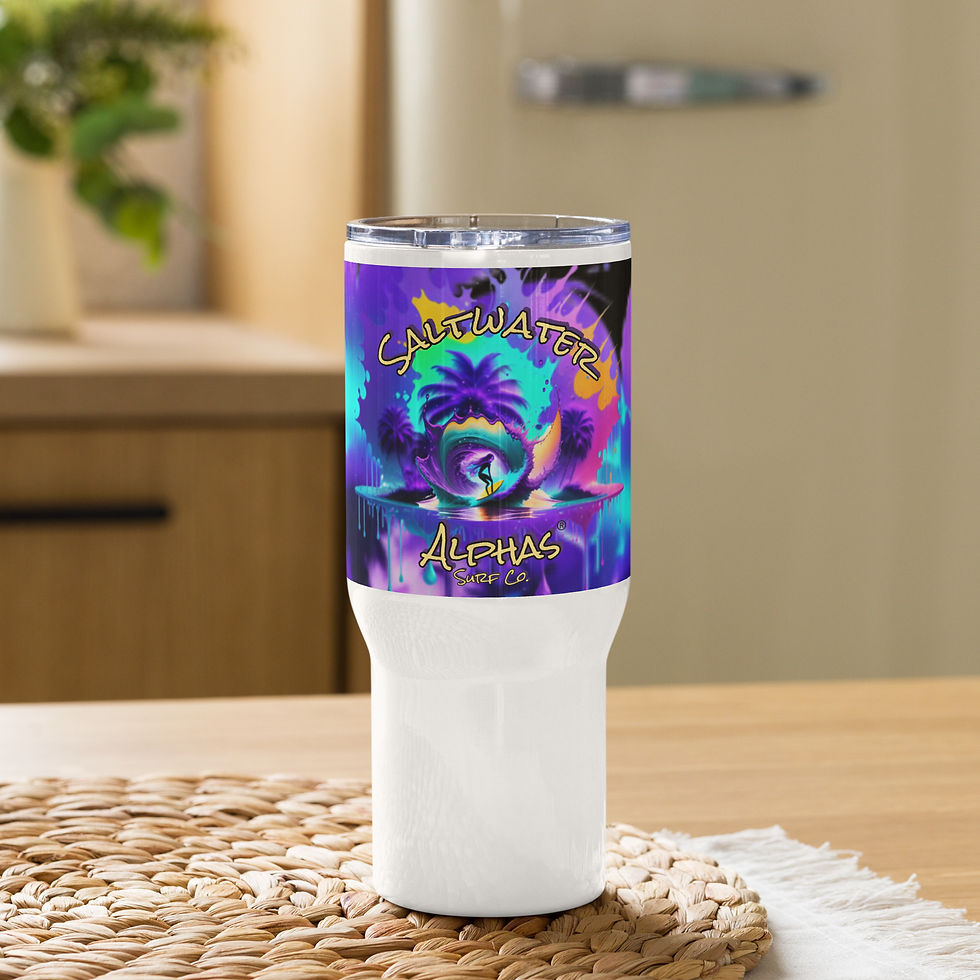 Saltwater Alphas Purple Surfer Girl Travel Mug with Handle