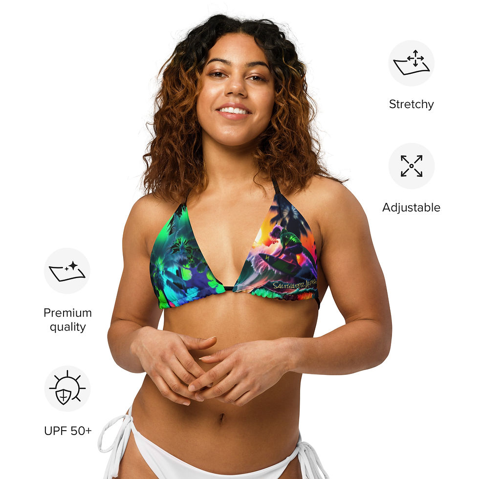 Thumbnail: Saltwater Alphas Surfer All-over Print Recycled String Bikini Top