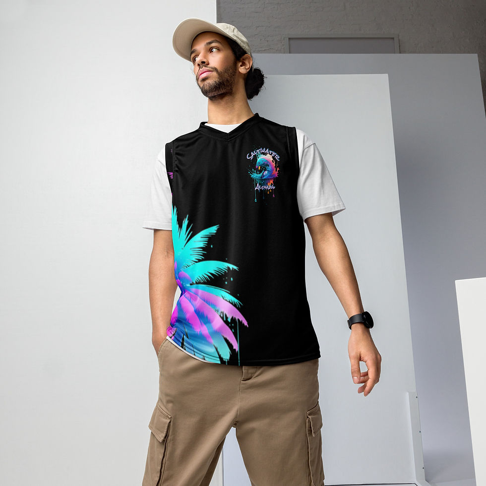 Thumbnail: Saltwater Alphas Blue Flamingo Recycled Unisex Basketball Jersey