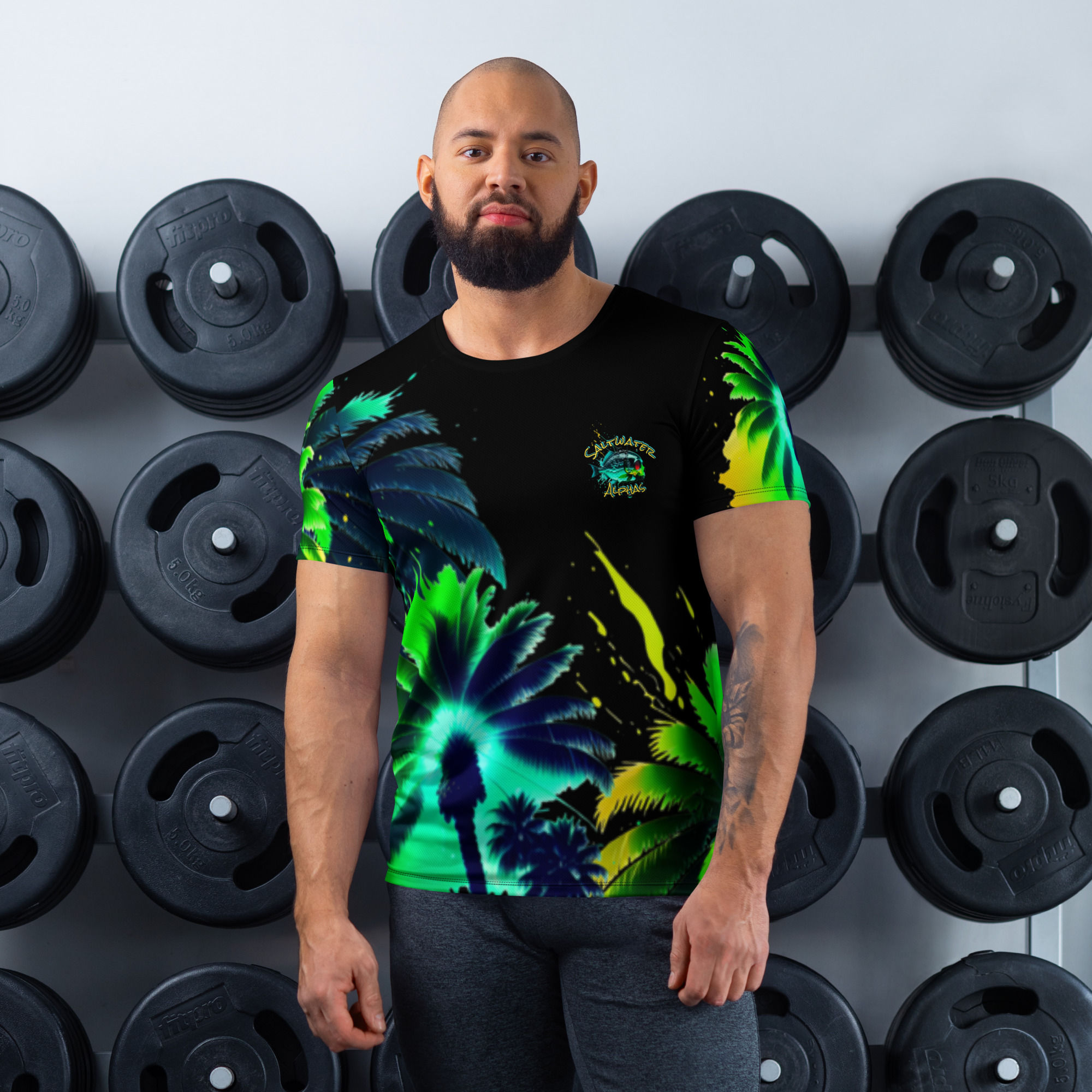 Saltwater Alphas Skull Fish All-Over Print Men's Athletic T-shirt