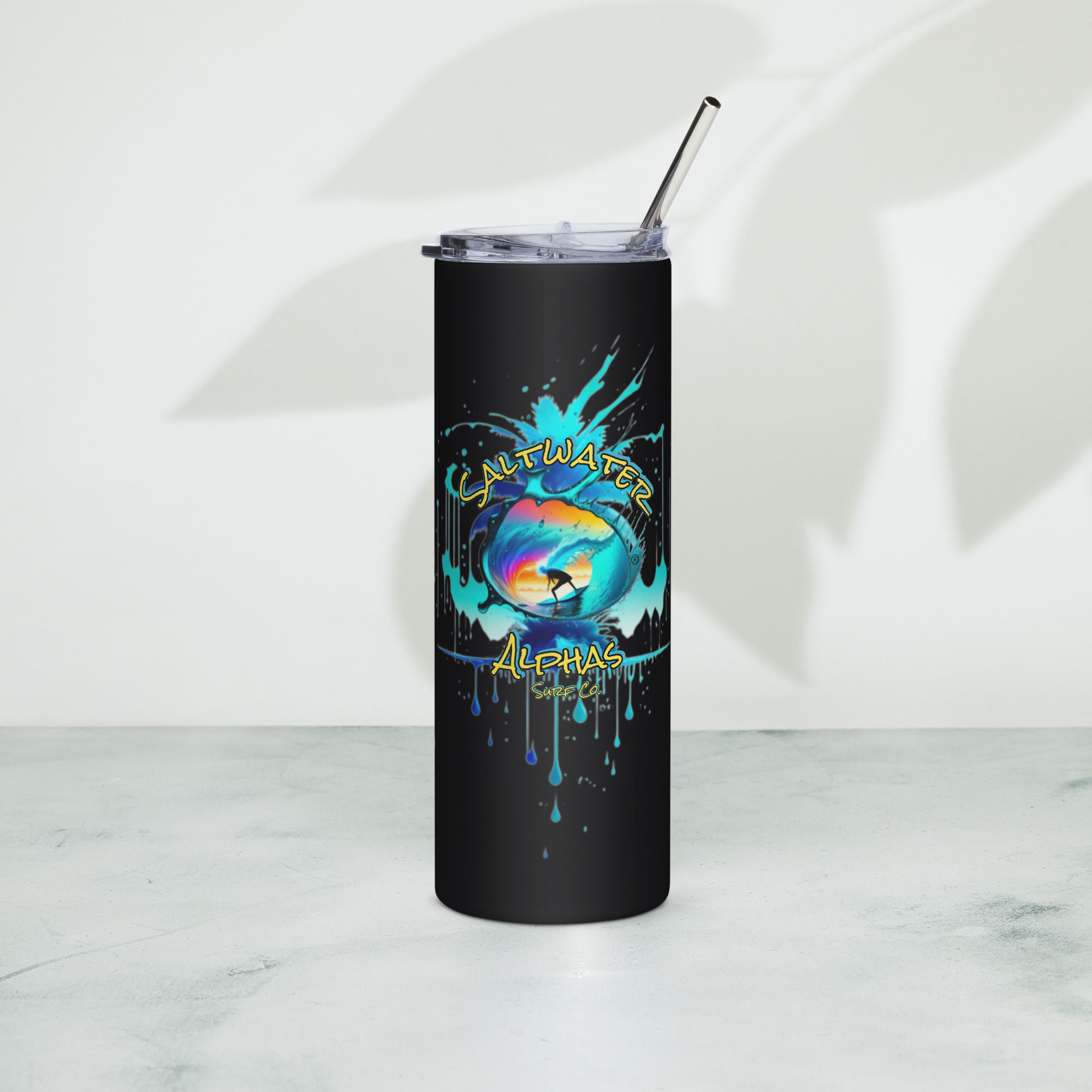 Saltwater Alphas Blue Surfer Stainless Steel Tumbler