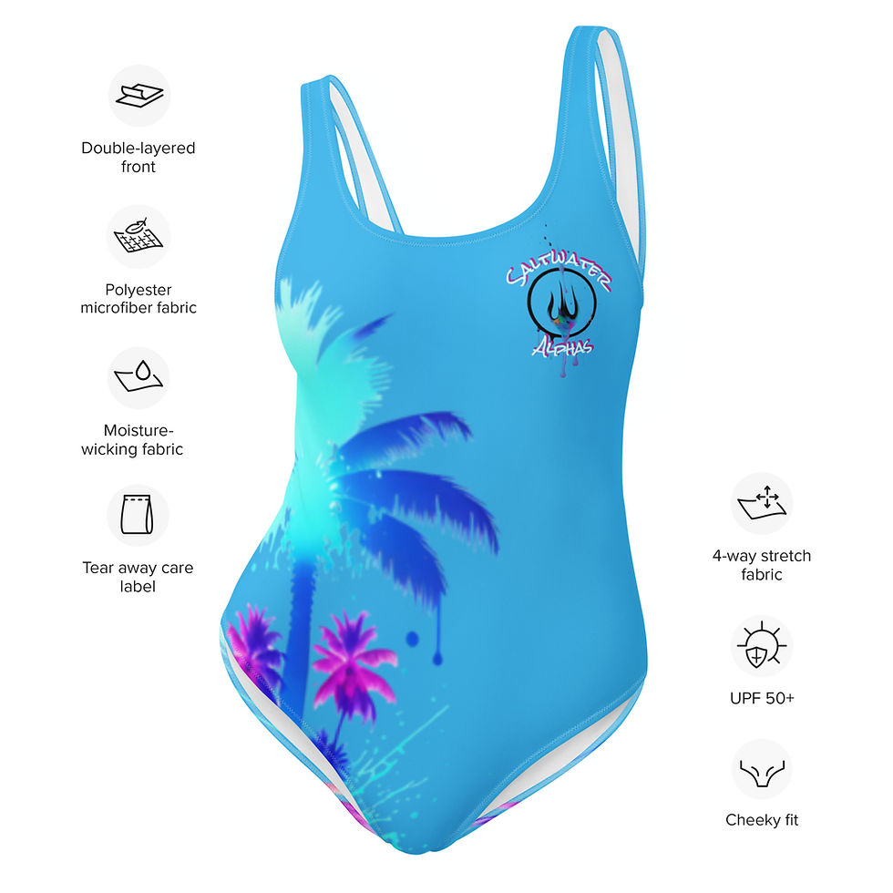 Thumbnail: Saltwater Alphas Trident Palms Women's One-Piece Swimsuit