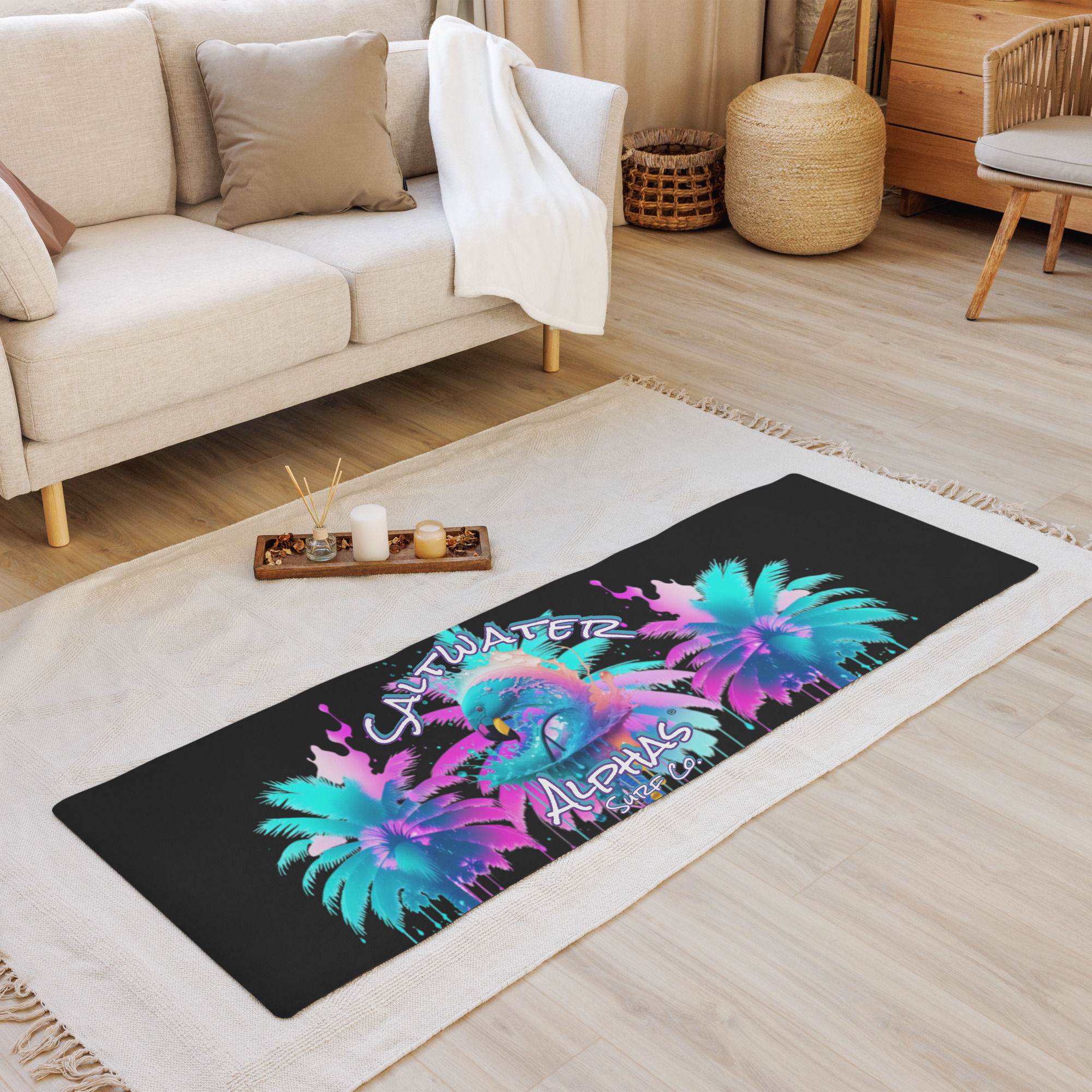 Saltwater Alphas Blue Flamingo Yoga mat