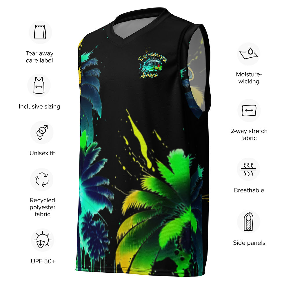 Thumbnail: Saltwater Alphas Skull Fish Recycled Unisex Basketball Jersey