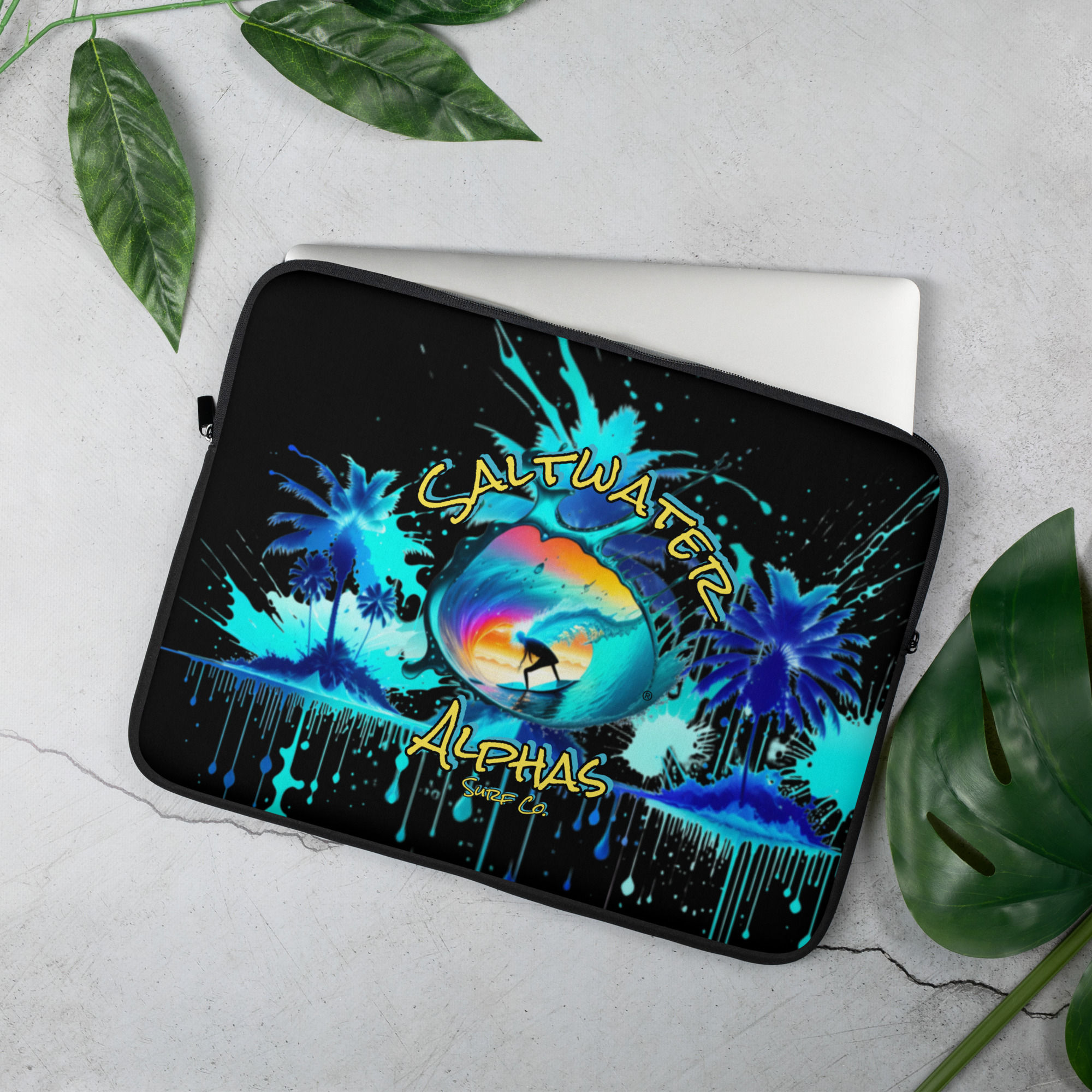 Saltwater Alphas Blue Surfer Laptop Sleeve