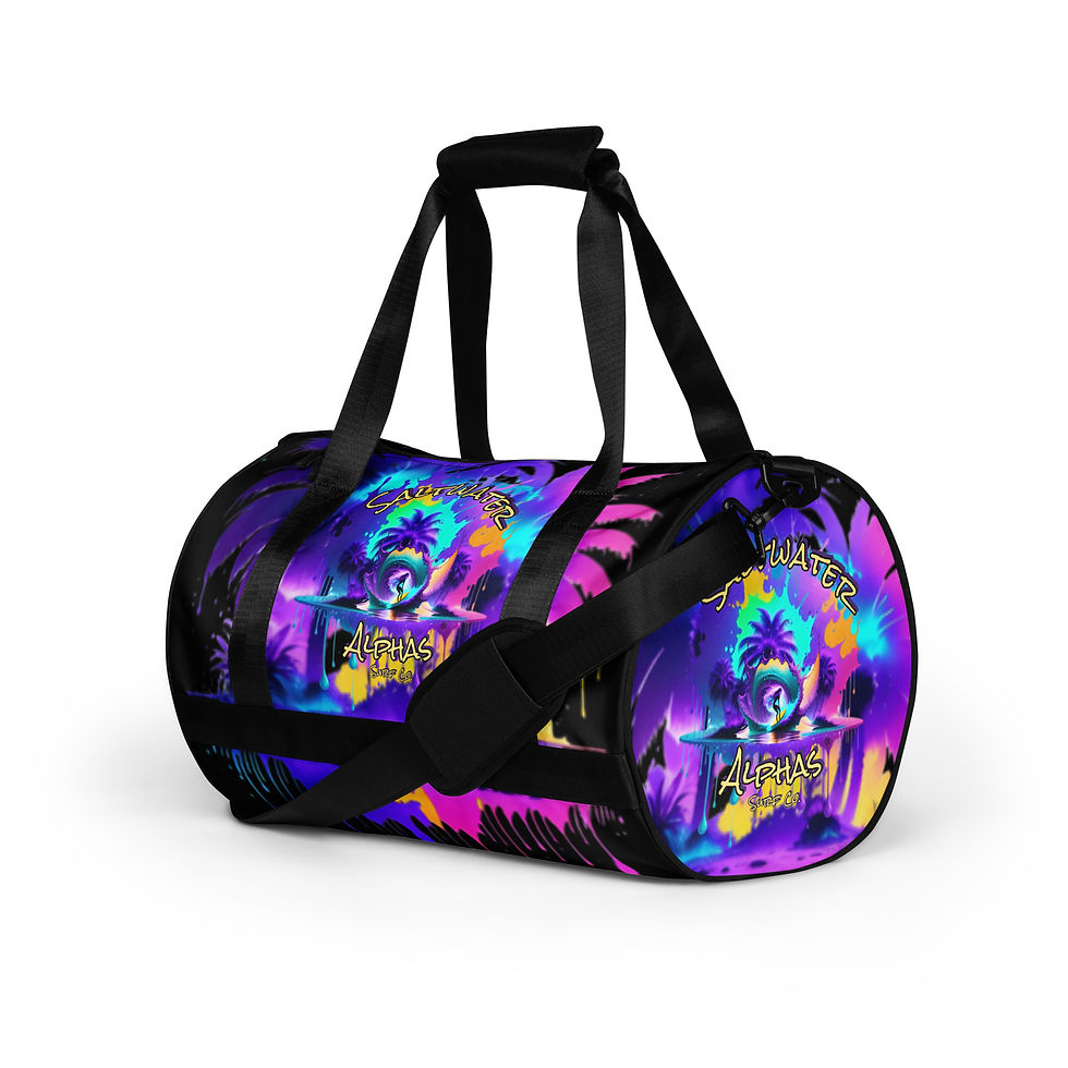 Thumbnail: Saltwater Alphas Purple Surfer Girl All-over Print Women's Gym Bag