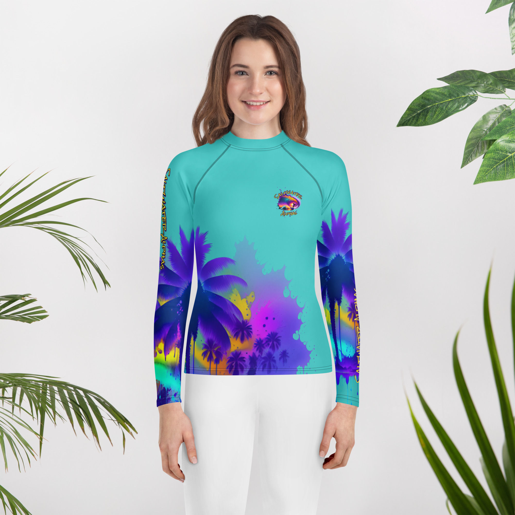 Saltwater Alphas Sunset Surfer Girl Youth Rash Guard