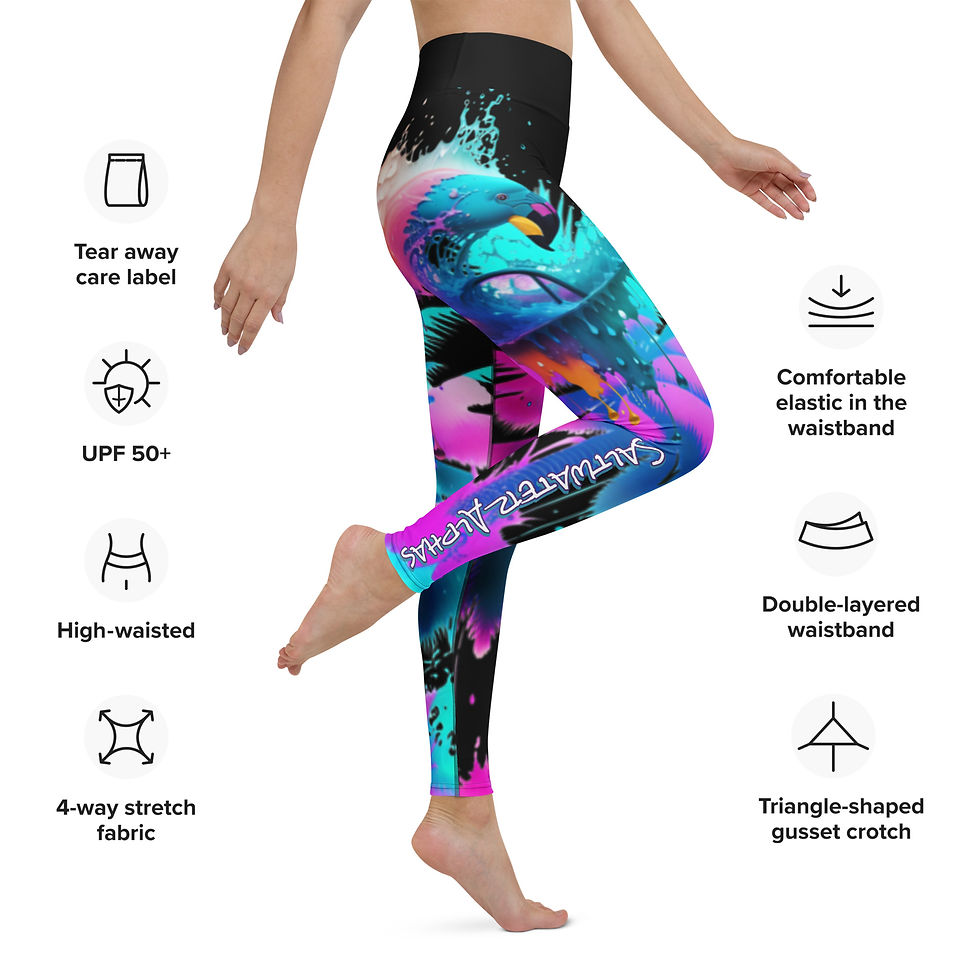 Thumbnail: Saltwater Alphas Blue Flamingo Yoga Leggings