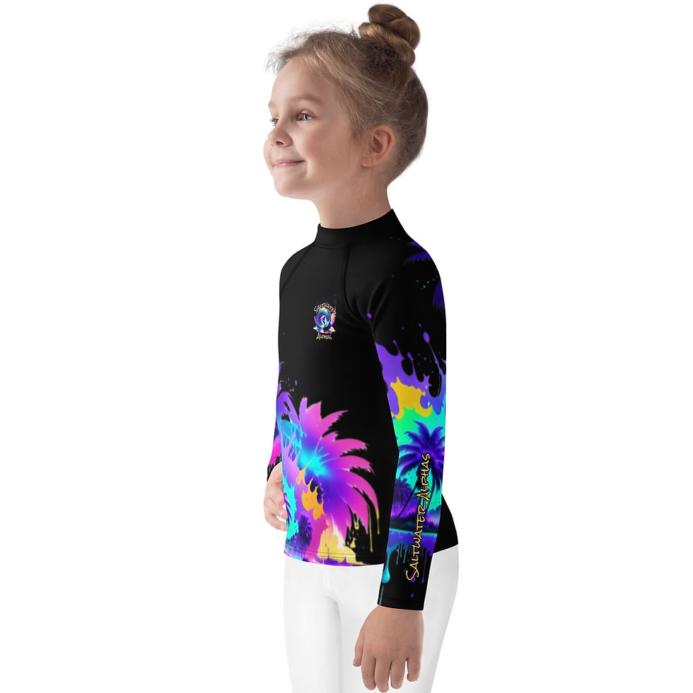 Thumbnail: Saltwater Alphas Purple Surfer Girl Kids Rash Guard