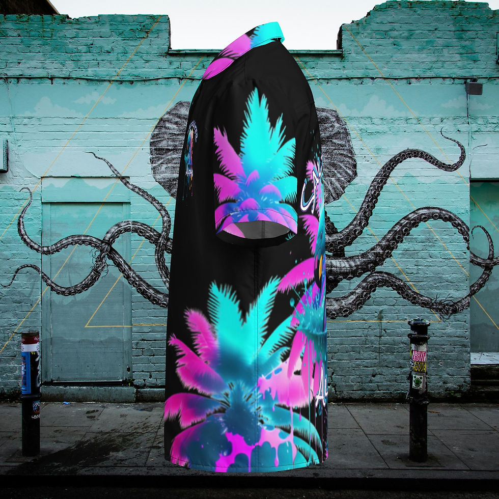 Thumbnail: Saltwater Alphas Blue Flamingo Unisex button shirt