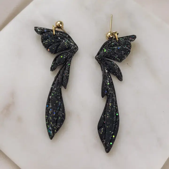 Dark Fairy Wing Earrings, Bookish Gifts
