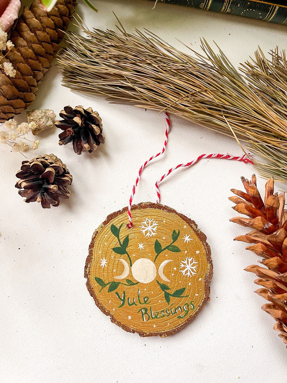 Thumbnail: Hand-Painted Yule Tree Decorations: Triple Goddess Pagan Yule Tree Ornament 