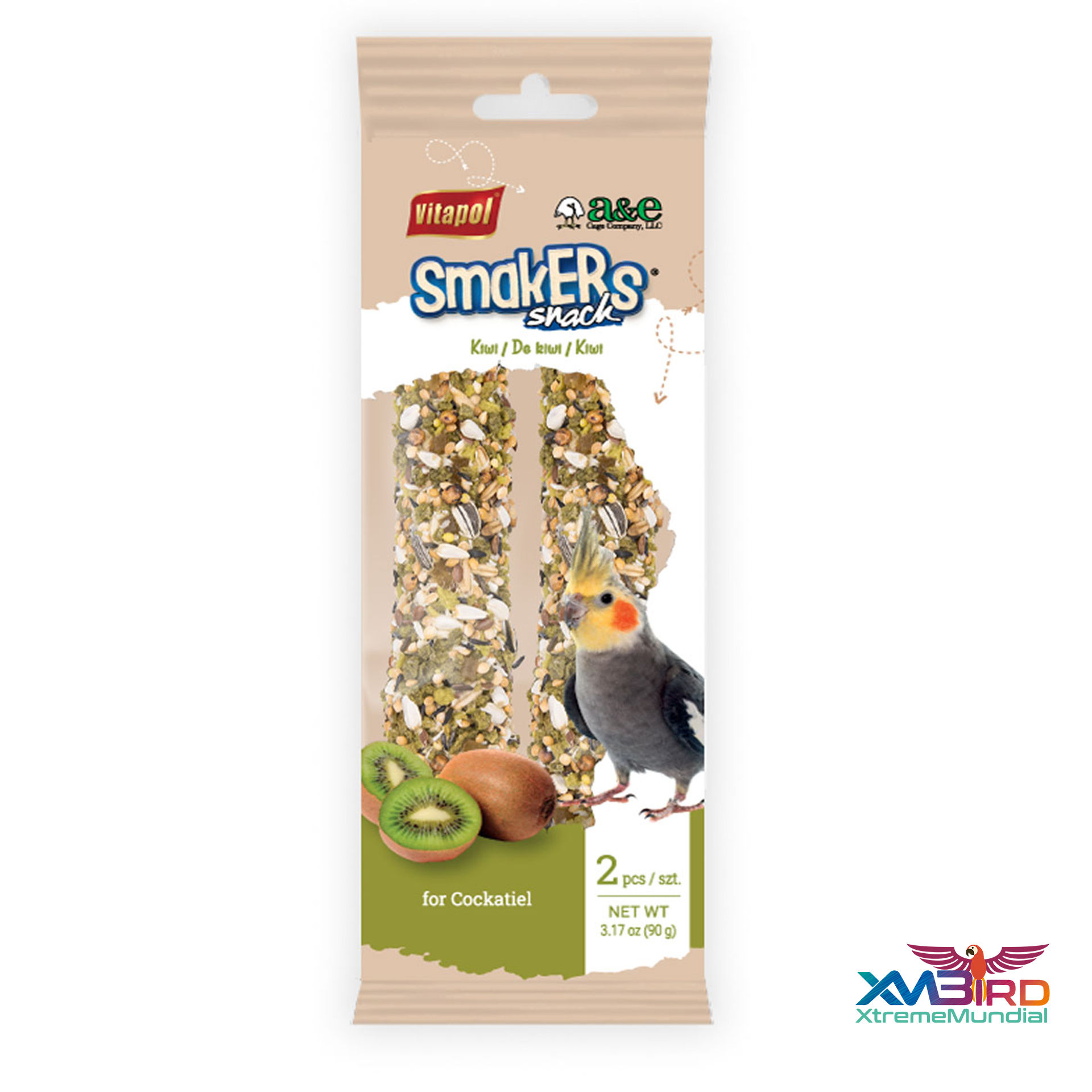 A & E Cages Smakers Snack Kiwi Cockatiel Treat Sticks 2 pk