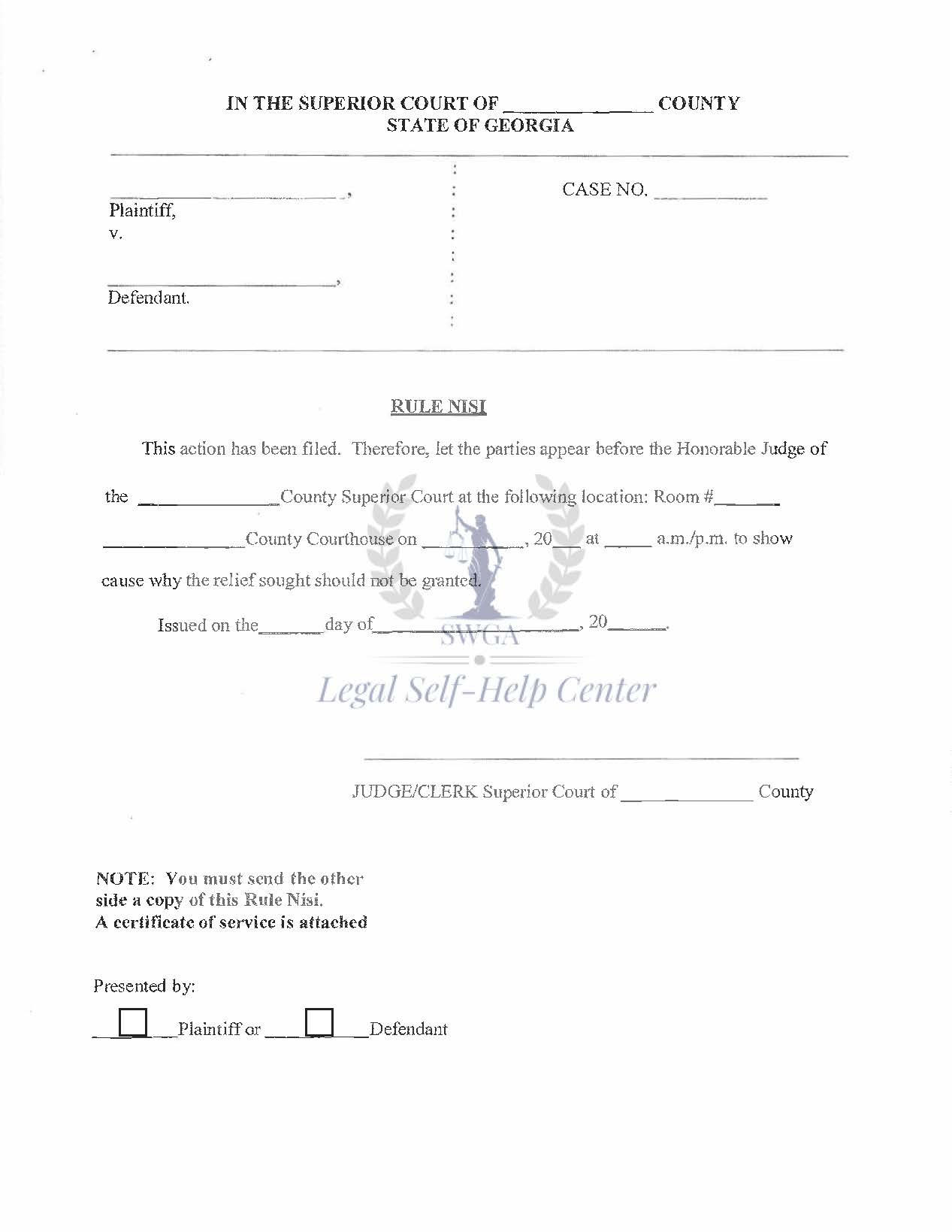 Rule Nsi with Certificate of Service