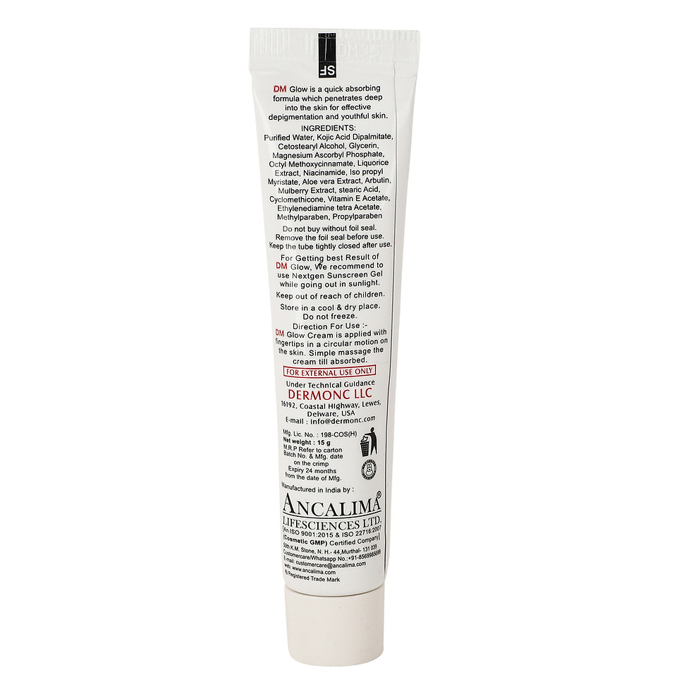 Thumbnail: DM GLOW Depigmentation Cream 15gm for Skin Brightening