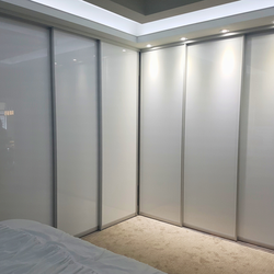 High-Gloss White Laminate Sliding Closet Doors