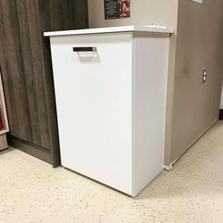 White Pet Murphy Bed with Storage Shelves