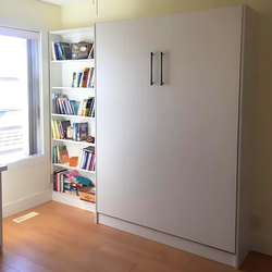 White Murphy Bed with Bookshelves