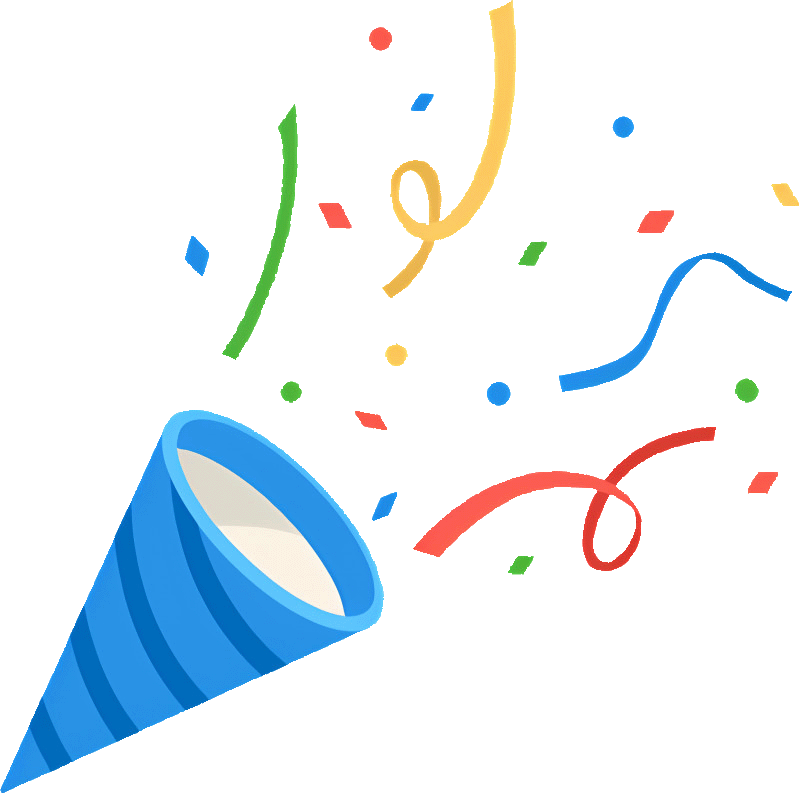 Congratulatory blue horn party popper.gif
