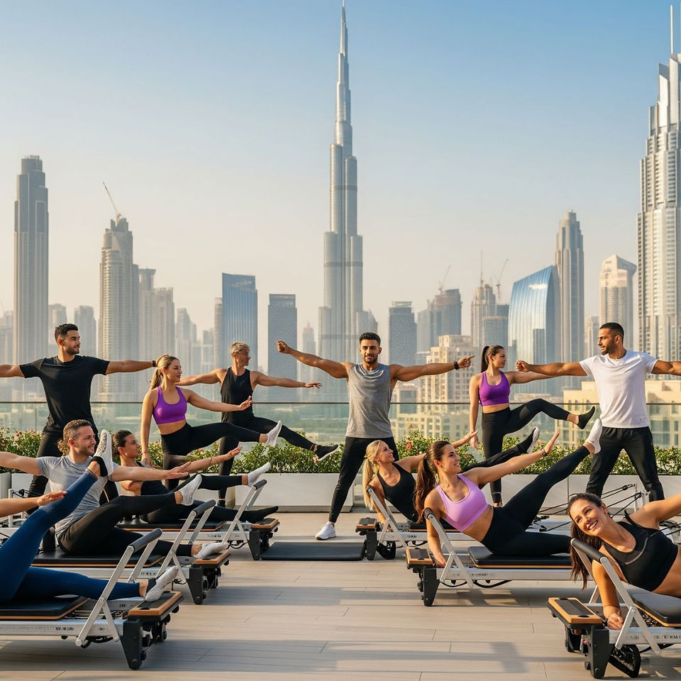 A group doing pilates classes in Dubai